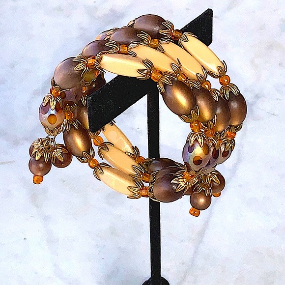 HOBE  2PC SET VINTAGE NECKLACE WRAP BRACELET GOLD 1960's - Picture 2 of 8